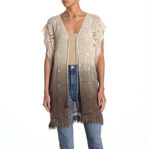 NWT: Ombred Tie Front Crocheted Vest